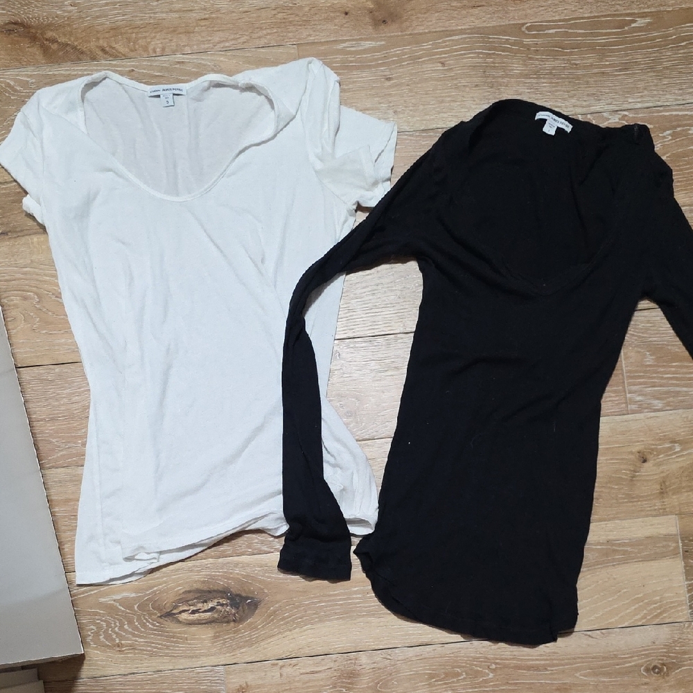 James Perse Black and White Long Sleeve Tees